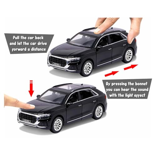 Image of 1 /24 Big Q8 Toy Car Metal Pull Back Diecast Car with Openable Door and Light Sound Gifts Toys for Kids