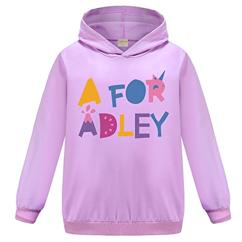 OAIXIUR Adley Merch Kids Sweatshirts Fashion Letter Graphic Printing Hoodies for Girls(Violet,12-13 Years