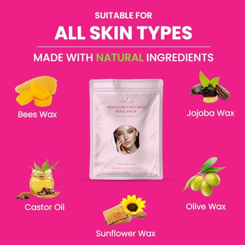 Image of Urban Yog Brazilian Beans Wax, Face Wax Refill Pack (100 g) | Stripless Bean Wax for Face Hair Removal | Liposoluble Brazilian Wax for Women | Upper Lip & Katori Wax for All Skin Types