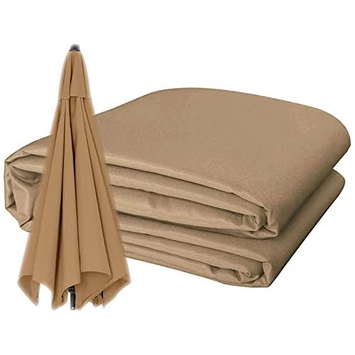 Toile de parasol 300cm 6 baleines kaki de rechange pour grand parasol déporté de jardin