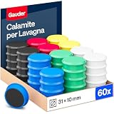 GAUDER Magneti per Lavagna Magnetica - Magneti Tondi in Ferrite per Whiteboard, Frigorifero e Ufficio (31 x 10 mm - 60 pezzi - multicolore)