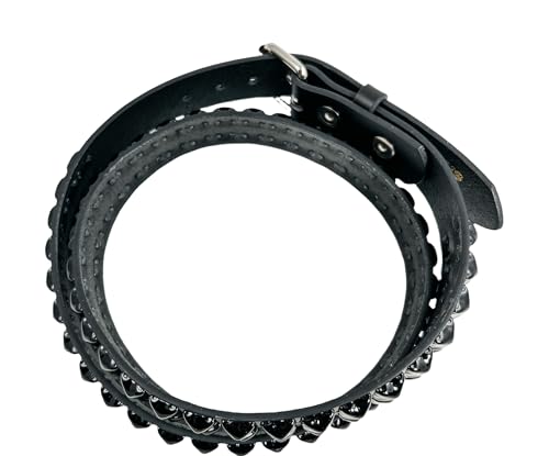 Grade A Two Row Pyramid Stud Belt Made In USA Genuine Leather Punk Goth Style2