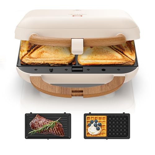 Arendo - Sandwichmaker 3in1 Waffeleisen Kontaktgrill mit abnehmbaren Platten - 2 Zonen - mit Antihaftbeschichtung - BPA frei - Temperaturkontrolle – Sandwichtoaster - BPA frei Arendo - Sandwichmaker 3in1 Waffeleisen Kontaktgrill mit abnehmbaren Platten - 2 Zonen - mit Antihaftbeschichtung - BPA frei - Temperaturkontrolle – Sandwichtoaster - BPA frei
