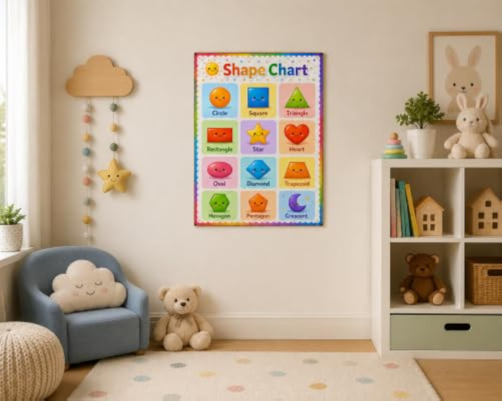 Kids Shape Chart A3 Wall Poster for Learning