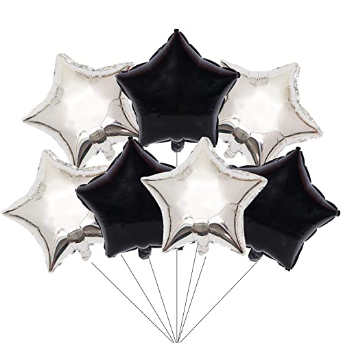 18 Inch Star Mylar Balloons, 10Pcs Black Silver Foil Helium Balloons Christmas Balloons For Party Decoration #TOP6