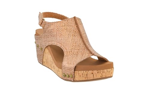 Image of Corkys Footwear Womens Carley Wedges, Featuring Corkys EVA Foam Cushioned Insoles, A 2.5 Inch Heel, Lightweight For All Day Wear, And Hook And Loop Closure