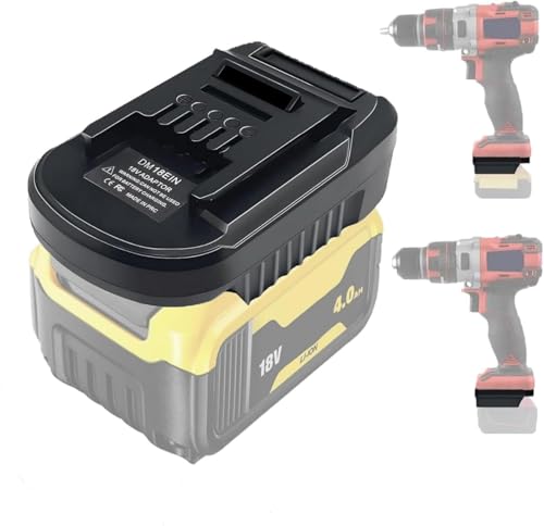 DM18EIN Battery Adapter for Einhell 18 V, YUHDWRE Adapter Converter for Dewalt 20 V & for Milwaukee M18 18 V Li-Ion Battery for Einhell Power X-Change Power Tools (No Battery)