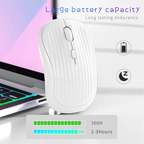 Image of ONE-UP Wireless Mouse, 2.4G + BT, Rechargeable Battery, 4-Key, DPI: 800 /1200 /1600, Silent, Type-C, USB Nano Receiver, Ergonomic, Portable, for Laptop, Chromebook, PC, Mac, Windows (White)