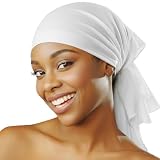 DONNA Satin Square Head Scarf – 30”x30” Large Satin Scarf for Hair Protection, Soft & Smooth Head Wrap for Sleeping or Daily Wear, Multi-Purpose Hair Accessory for Women, White