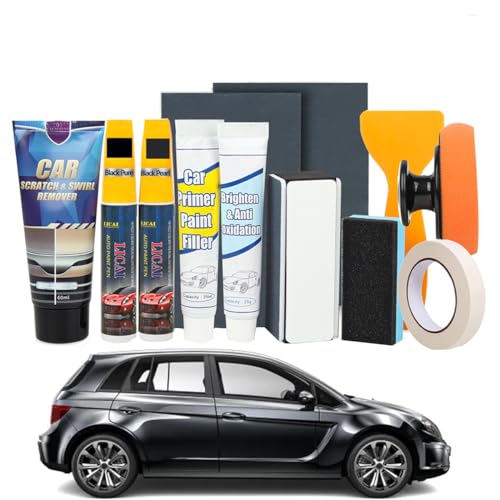 WVWMYM Pulimento Coche Arañazos,Reparador Arañazos Coche para Retocar Pintura Coche,Reparación Arañazos Ramitas,Arañazos Clavos,Oxidación por Desgaste,Quita Arañazos Coche(Negro puro + Negro perla)