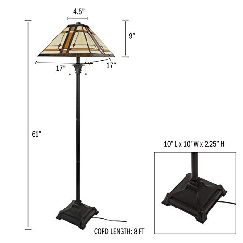 Lavish Home 667092PSE Tiffany Style Floor Lamp – Mission Design Standing Light thumb #6