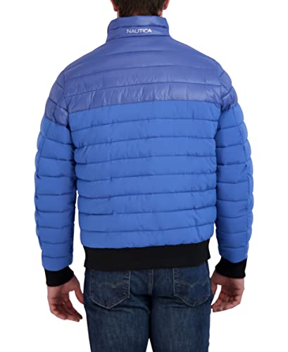 Image of Nautica Men's Mixed Media Quilted Bomber Jacket Water Resistant Long Sleeve Zip Up Coat