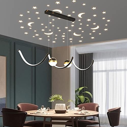 Led Pendant Lights Dining Table 30W L100Cm Hanging Lamp Dimmable With Remote Control Pendant Lamp Height Adjustable Ceiling Light For Dining Room Living Room Kitchen Bar Lamps Chandeliers (Black) #TOP3