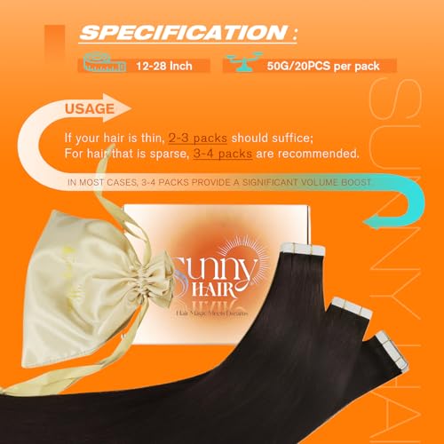 Image of Sunny Hair Tape in Hair Extensions Darkest Brown,Skin Wefts