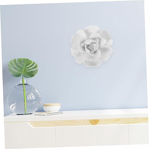 Goohochy F3QU17AL9LMVNF0272PE 3Pcs Flower Wall Hanging Peony Ceramic Wall Flower Decor 3D Wall Art Sculpture Ceramic Wall Sculpture Wall Decorations thumb #4