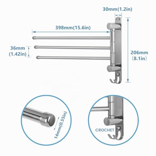 Porte-serviettes rotatif 3 bras inox JSVER-TR0302-EU
