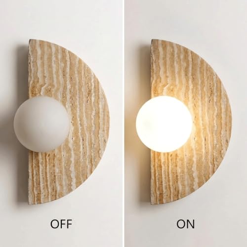 Aplique de pared de travertino amarillo y cristal lámpara g9 7