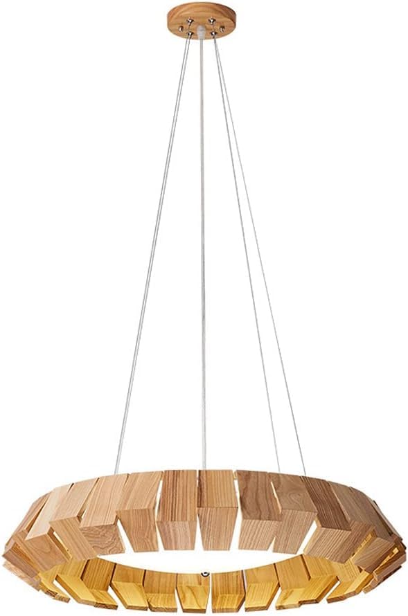 Lampe suspendue de salle a manger anti-eblouissement en bois minimaliste