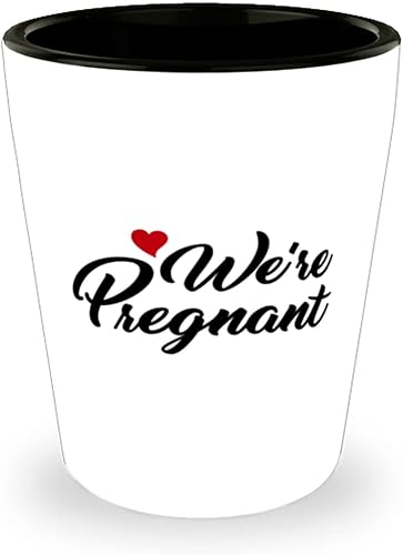 Vaso de chupito para mamá embarazada, estamos embarazadas, vaso de chupito de cerámica para embarazo, maternidad, mamá, 1.5 onzas