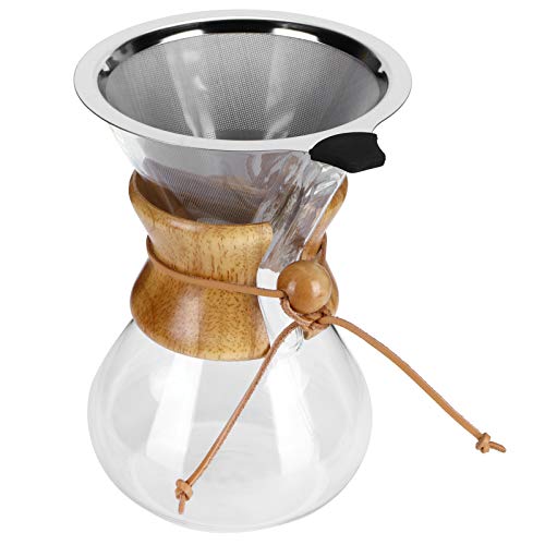 Cafetera para Verter, Gotero de Café Reutilizable, Cafetera de Goteo Resistente a Altas Temperaturas con Filtro de Acero…