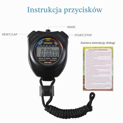 Vicloon Cyfrowy sportowy stoper z gwizdkiem ze stali nierdzewnej, duży wyświetlacz LCD, nadaje się do piłki nożnej, koszykówki, biegania, pływania, fitnessu i wielu innych