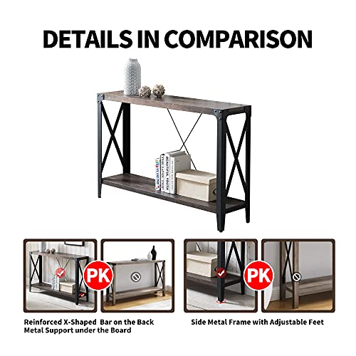 OKD Two-Tier Industrial Dark Rustic Oak Console Table #TOP12