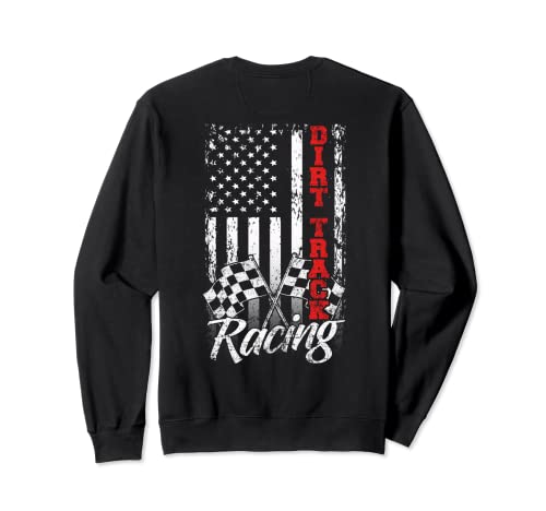 Bandera Americana Dirt Track Racing Car Bike Driver - Impresión trasera Sudadera