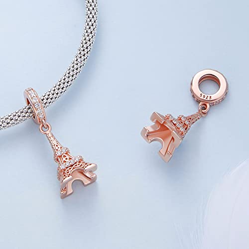 Dije colgante Torre Eiffel plata ley 925 hecho a mano compatible con pulseras 2