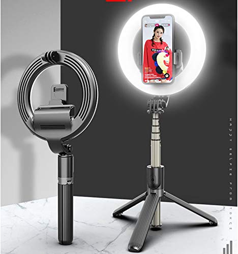 HJ Stay Real 5 Luz de Anillo LED Palo Selfie con Trípode Control Remoto Inalámbrico, 3 Colores 9 Brillos Regulables para Móvil Selfie,Fotografía,Maquillaje,Youtube,TIK Tok Live