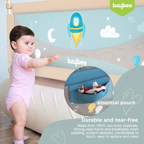 Image of Baybee Bed Rail Guard Barrier for Baby Portable Safety Adjustable Height Falling Protector Fence Foldable Safeguard Bed Rails Single Side Bed for Newborn Toddler Kids Pack of 1 (Beige, 180x63 cm)