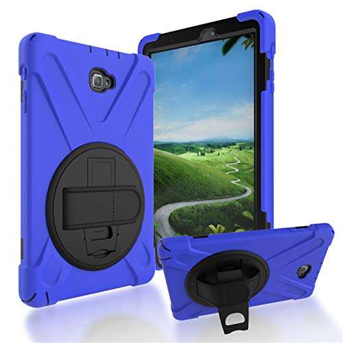 IVY 360 Degrees Kickstand Case Cover Compatible with Samsung Galaxy Tab A 10.1 2016 with S Pen SM-P580 Stand Case with Wrist Strap and Shoulder Strap - Blue