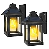 2er Solar Wandleuchte Außen, Solarleuchten für Außen mit Bewegungsmelder, 3 Modi Außenlampe, IP65 Wasserdicht Garten Dekoration Vintage Solarlampen für Garten Balkon Garage (2pcs)