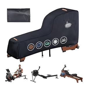 Rudergerät Abdeckung für Concept 2, Robuste 420D Abdeckung Rudergerät, Outdoor-Schutzhülle für Fitnessgeräte, mit Wasserdichtem Streifen, Winddichter Schnalle, 2 Griffe, Zubehör für Concept Rudergerät