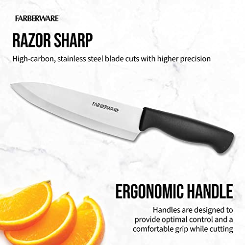 Farberware Edgekeeper 6-Inch Chef Knife With Self-Sharpening Blade Cover, High Carbon-Stainless Steel Kitchen Knife With Ergonomic Handle, Razor-Sharp Knife, Black #TOP5