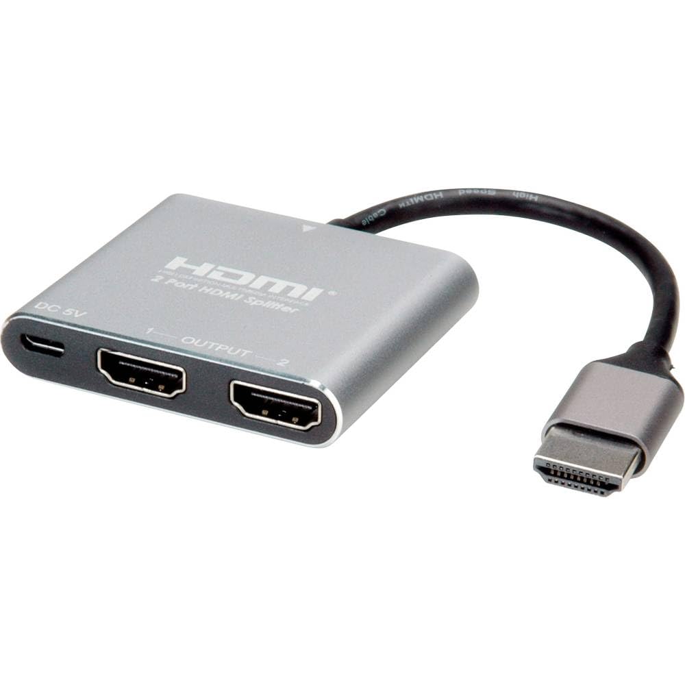 Value Splitter video | HDMI 4K UHD | 2 x | collegare due monitor HDMI a un notebook, lettore BluRay ecc, specchi su due dispositivi di visualizzazione | 3840 x 2160 @60 Hz, 14.99.3585, colore argento