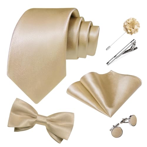 DiBanGu Mens Satin Suit Vest and Tie Set 8PCS Solid Waistcoat and Bowtie with Lapel Pin for Tuxedo Dress Vest Wedding Formal4