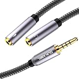 DUKABEL Long Headsets Splitter Adapter (4ft/1.2m) 3-Pole TRS Micprhone & Audio Female to Single 4-Pole TRRS Male Jack Stereo Audio/Crystal-Nylon Braided / 24K Gold Plated / 99.99% 4N OFC