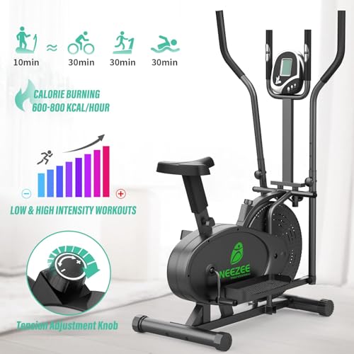 Neezee Elliptical Cross Trainer, Upgraded Cross Machine with LCD Monitor - 2 in 1 Exercise Bike Workout Machine Max Weight 265LBS - Image 4