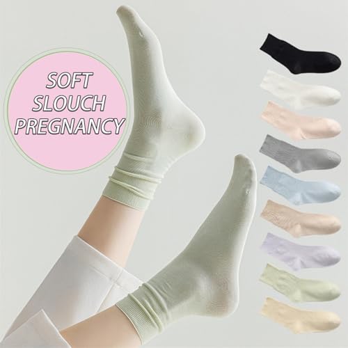 CHUNFO Womens Socks Crew Ankle Classic Basic Colorful Cotton Running Breathable Pregnancy Sock Size5-9.52