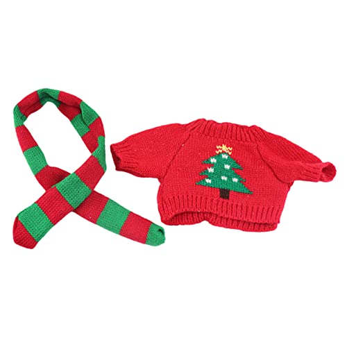 FRCOLOR Conjunto de Mini Suéter y Bufanda para Muñecas Ropa Reemplazable para Casa de Muñecas Suéter Kawaii de Invierno con Diseño Resistente para Muñecos Accesorios de Moda