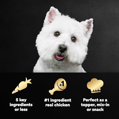 Image of Cesar Simply Crafted Dog Food Toppers, Chicken & Spinach, 1.3 oz, 10 Count | Real chicken #1 ingredient, 4 key ingredients, no by-products or artificial flavors, slow-cooked, single-serve tubs