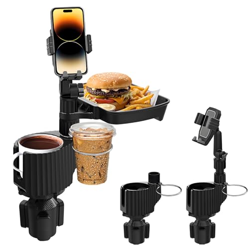 Portavasos para carro 4 en 1 con bandeja y soporte ajustable miniatura 1