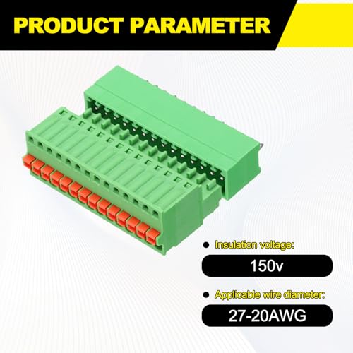 Conectores de bloque de terminales PCB enchufables de 14 pines rectos y paso 2,5 mm, 2 unidades 3