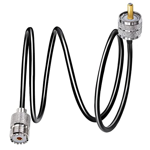 TUOLNK Câble UHF PL259 RG58 3.3ft (1M) PL259 SO239 Câble d'extension mâle à femelle Câble coaxial CB à faible perte Noir pour radio bidirectionnelle...