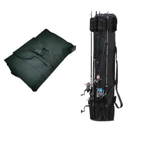 TOOLSAGE Fishing Rod Bag Fishing Rod Bag Zipper 5 Rods Hold Outdoor Fly Fishing Fish Lures Gear Tackle Black Protector Bag