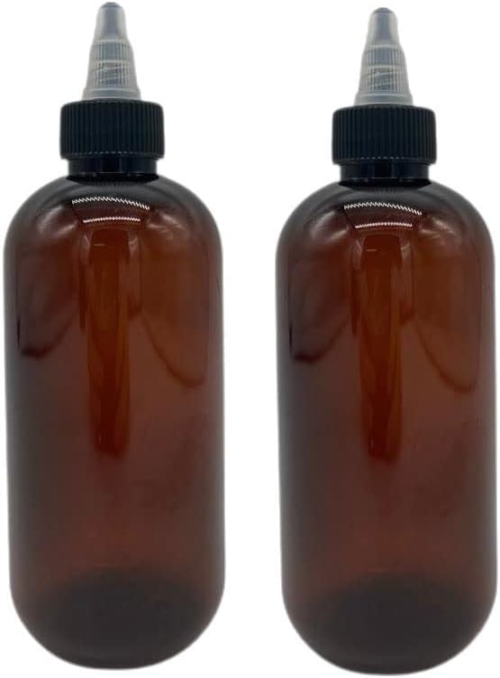 Natural Farms 8 oz Amber Boston BPA FREE Bottles 2 Pack
