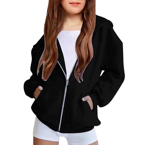 Teen Girls Oversiezd Zip Up Sweatshirts Cute Fleece Kids Hoodies Youth Long Sleeve Fleece Active Sport Jacket Coat