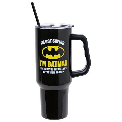 Image of Silver Buffalo Batman I am Batman 40oz Stainless Steel Tumbler w Handle