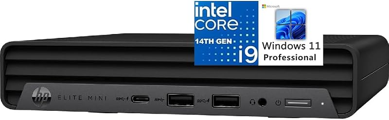 Mini PC de sobremesa, Elite Mini 800 G9 con Intel i9-14900 (64 GB de RAM, SSD de 2 TB), compatibilidad con pantalla triple 4K, puertos USB 6X, diseño ultra silencioso, teclado y ratón, Windows 11 Pro