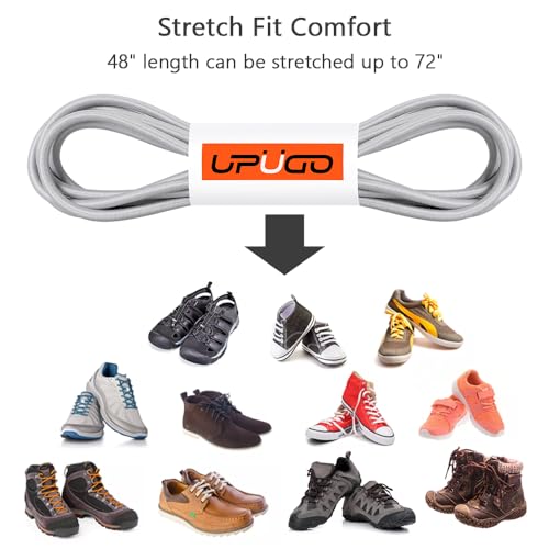 Image of UpUGo Elastic Shoe Laces, No Tie Shoe Laces Tieless for Kids, Adults, Elderly, One Size Fit All
